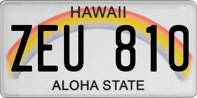 HI license plate ZEU810
