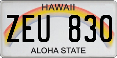 HI license plate ZEU830