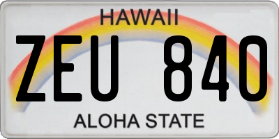 HI license plate ZEU840