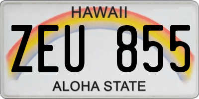 HI license plate ZEU855
