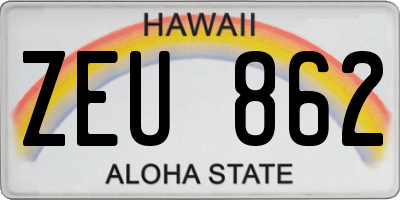HI license plate ZEU862