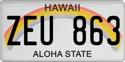 HI license plate ZEU863