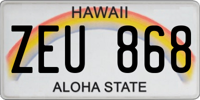 HI license plate ZEU868