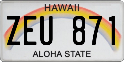 HI license plate ZEU871