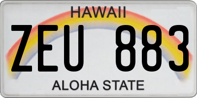 HI license plate ZEU883