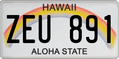 HI license plate ZEU891