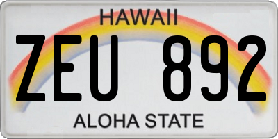 HI license plate ZEU892