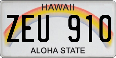 HI license plate ZEU910