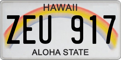 HI license plate ZEU917