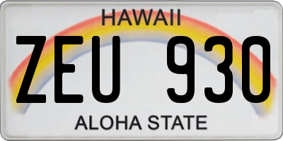 HI license plate ZEU930