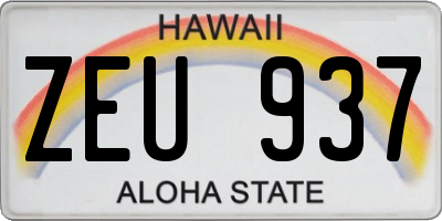 HI license plate ZEU937