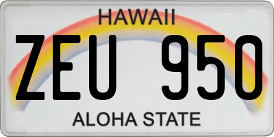 HI license plate ZEU950