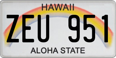 HI license plate ZEU951