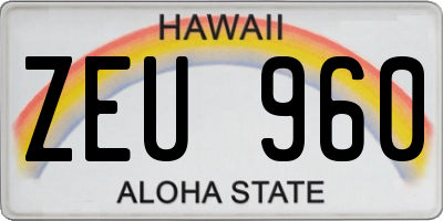 HI license plate ZEU960