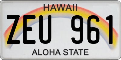 HI license plate ZEU961