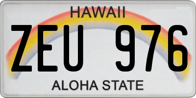 HI license plate ZEU976