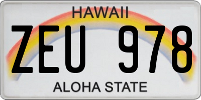 HI license plate ZEU978