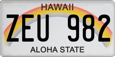 HI license plate ZEU982