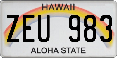 HI license plate ZEU983
