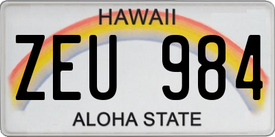HI license plate ZEU984
