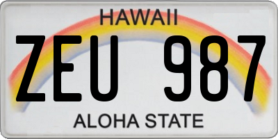 HI license plate ZEU987