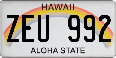 HI license plate ZEU992