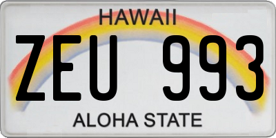 HI license plate ZEU993