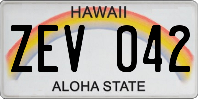 HI license plate ZEV042
