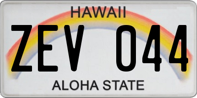 HI license plate ZEV044