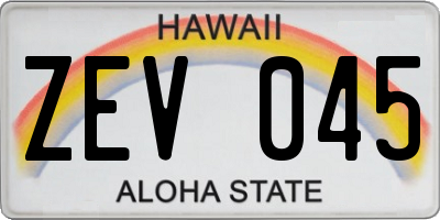 HI license plate ZEV045