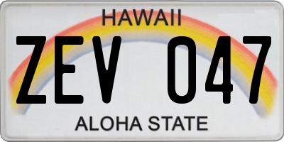 HI license plate ZEV047
