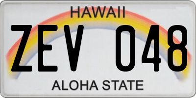 HI license plate ZEV048