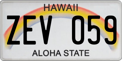 HI license plate ZEV059