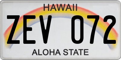 HI license plate ZEV072