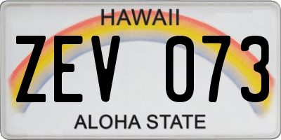 HI license plate ZEV073