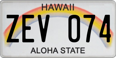 HI license plate ZEV074
