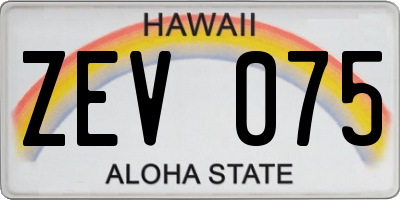 HI license plate ZEV075