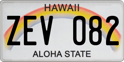 HI license plate ZEV082