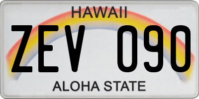 HI license plate ZEV090