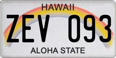 HI license plate ZEV093