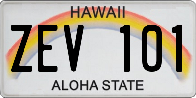 HI license plate ZEV101