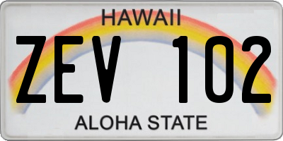 HI license plate ZEV102