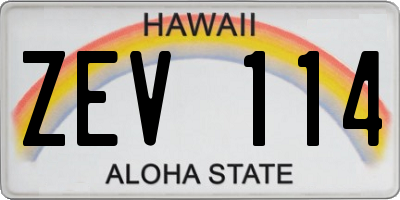 HI license plate ZEV114