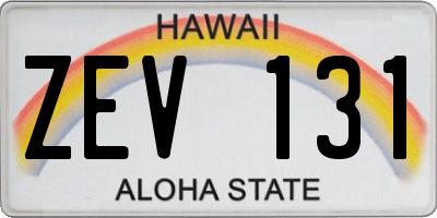 HI license plate ZEV131