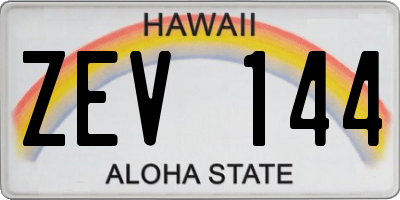 HI license plate ZEV144