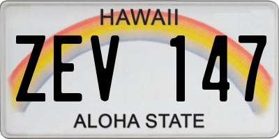 HI license plate ZEV147