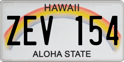 HI license plate ZEV154
