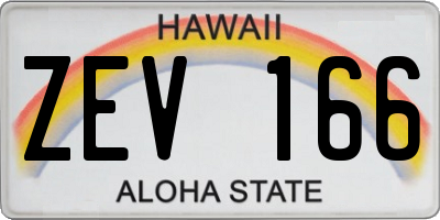 HI license plate ZEV166
