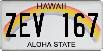 HI license plate ZEV167