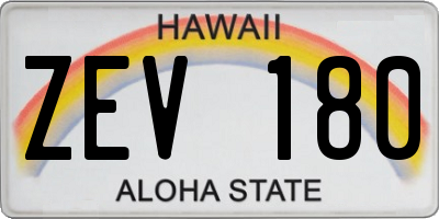 HI license plate ZEV180
